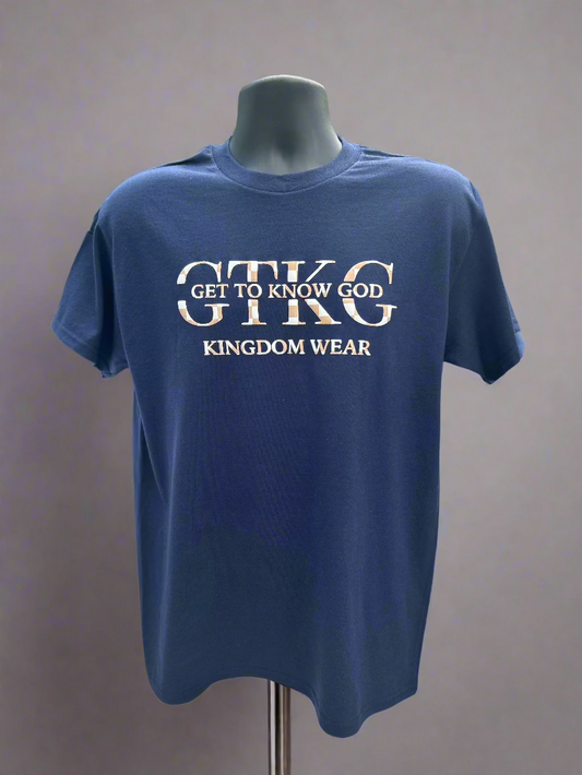 Original GTKG Puff Tee – Navy Blue – Brown/White Checkered Puff